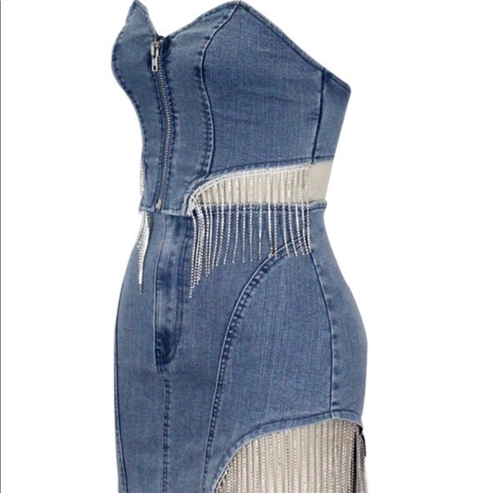 2piece Denim and Rhinestone Skirt Set